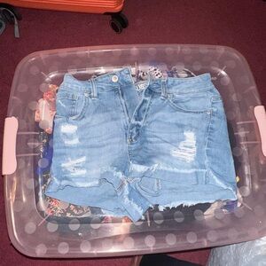 Blue Spice Light Blue Distressed Denim Shorts